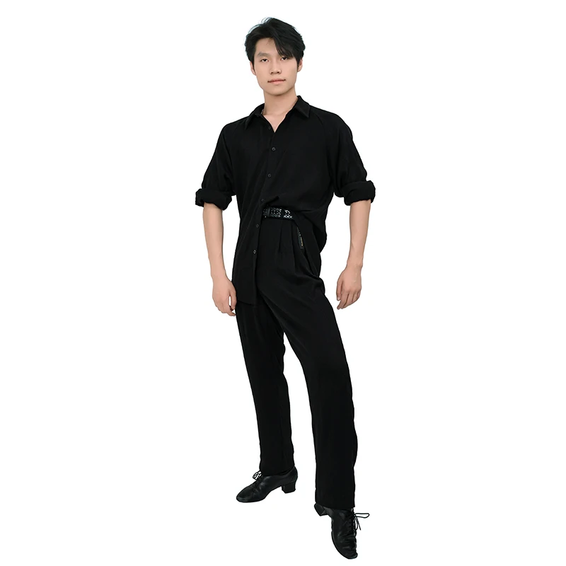 Latin Dance Clothes Men Linen Shirt Pants Rumba Chacha Salsa Dance Practice Clothing Ballroom Dance Performance Costume DNV24822