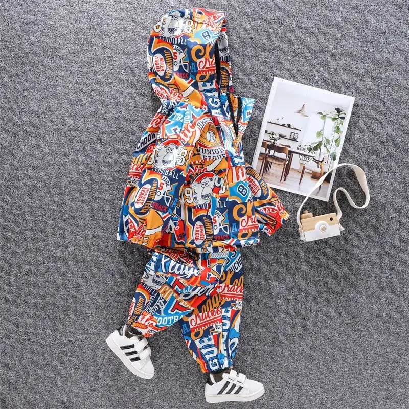 Boys Girl Clothing Set 2024 New Children\'s Baby Hooded Jacket Pants 2-piece Set Kids Outfits 2-9Y