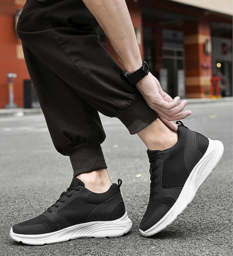 Sommerliche Sneaker mit Absatz für Herren – Schuhe mit integrierter Erhöhung, 8 cm hohe Einlegesohlen, versteckter Absatz, Sportschuhe mit Innensohle zur Erhöhung der Körpergröße_voghion.com