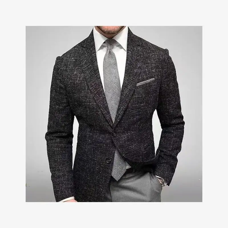 

Новинка 2023, мужской костюм Long Sve Busin Jaet с классическим воротником Thi, смесь полиэстера, весенняя мода, повседневный классический клетчатый костюм