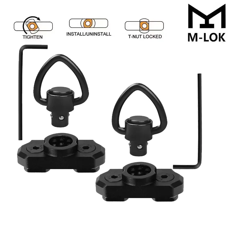 ชุดสายสะพายแบบสองจุด QD จำนวน 2 ชิ้น พร้อมตัวหมุนสายสะพายขนาด 1 นิ้ว ตำแหน่งจุดยึด 8 จุด 45 องศา °   การออกแบบการหมุน สำหรับการล่าสัตว์ อุปกรณ์เสริมปืนของเล่น