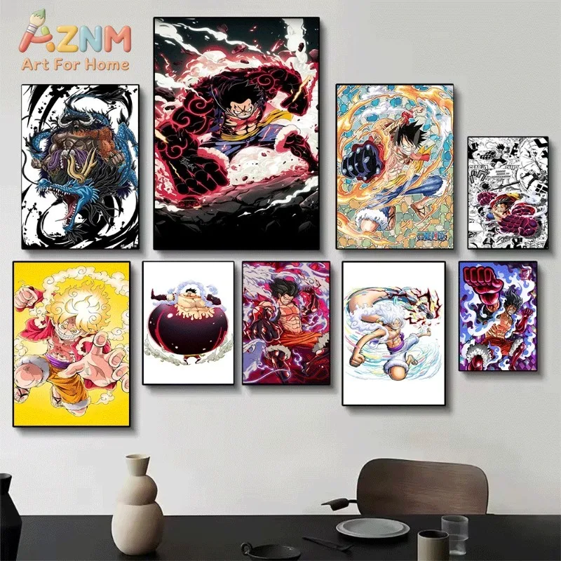 One Piece Luffy Gear 4 Gear 5 Kaido Anime Canvas Wall Art Unframed Single Print Poster For Bedroom Living Room Home Decor Gift