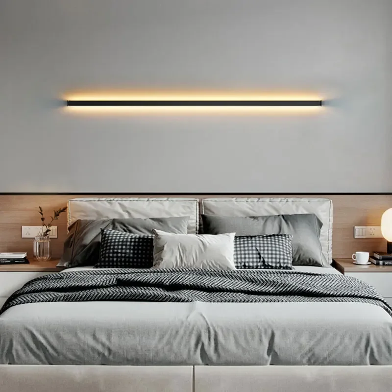 Simple LED Long Strip Wall Lamp Personality Master Bedside Lamp Bedroom Light Bedroom Line TV Sofa Background Home Decoration