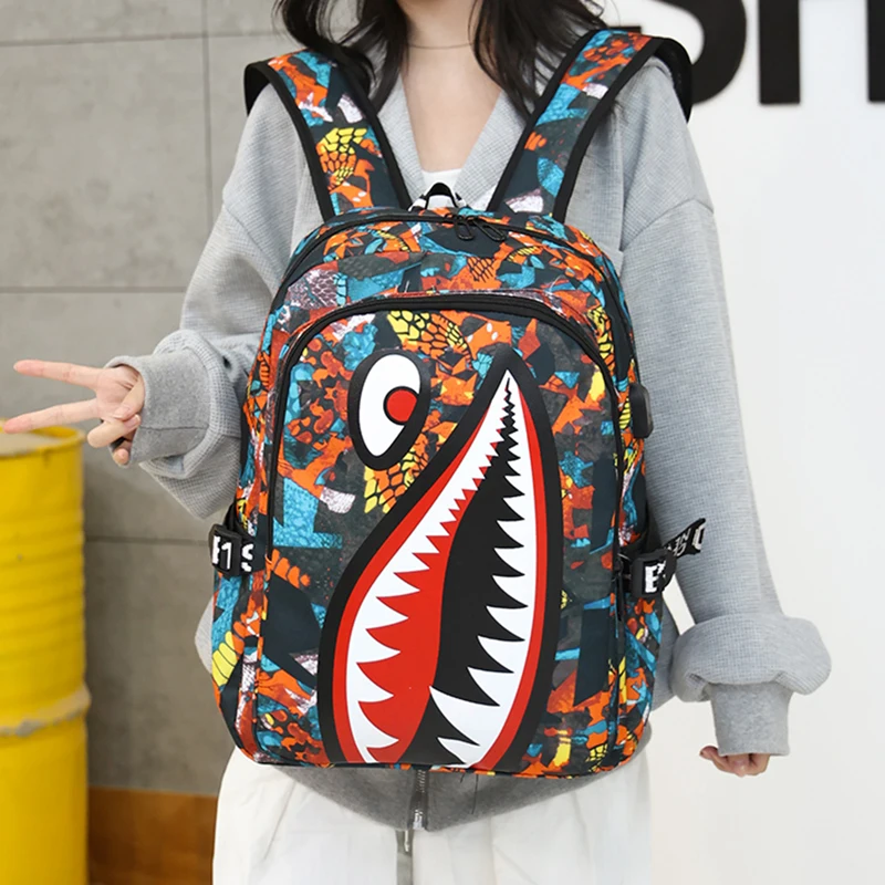 

Tiptoegirls Camouflage Women's Backpack Casual College Students Schoolbag Big Mouth Pattern Travel Backpack Individual Rucksack