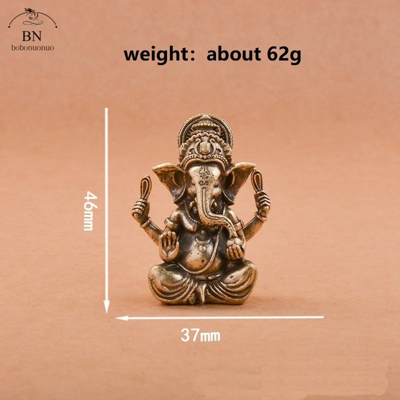 Retro Brass Lord Ganesha Statue Buddha Ornaments Elephant Hindu God Sculpture Figurines Home Office Decoration Buddha Statues