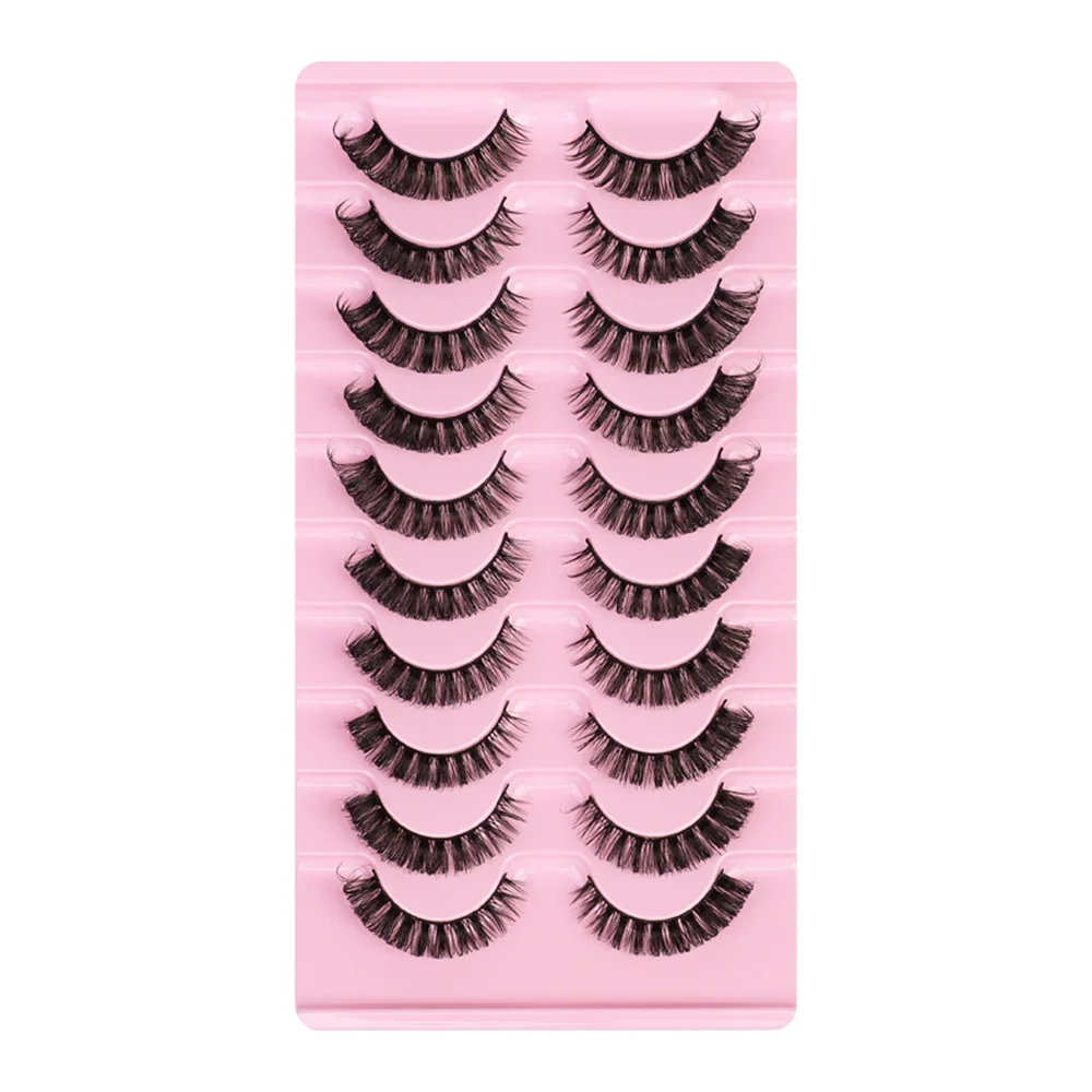 10 pairs Russian Strip Lashes Fluffy Mink Lashes 3D False Eyelashes Pack