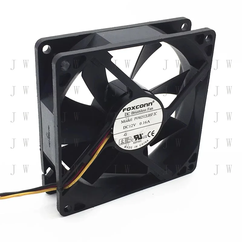 DDW   1PCS for Foxconn PV902512LBSF 2-pin DC 12V 0.16A 3-wire cooling fan 9cm 9025