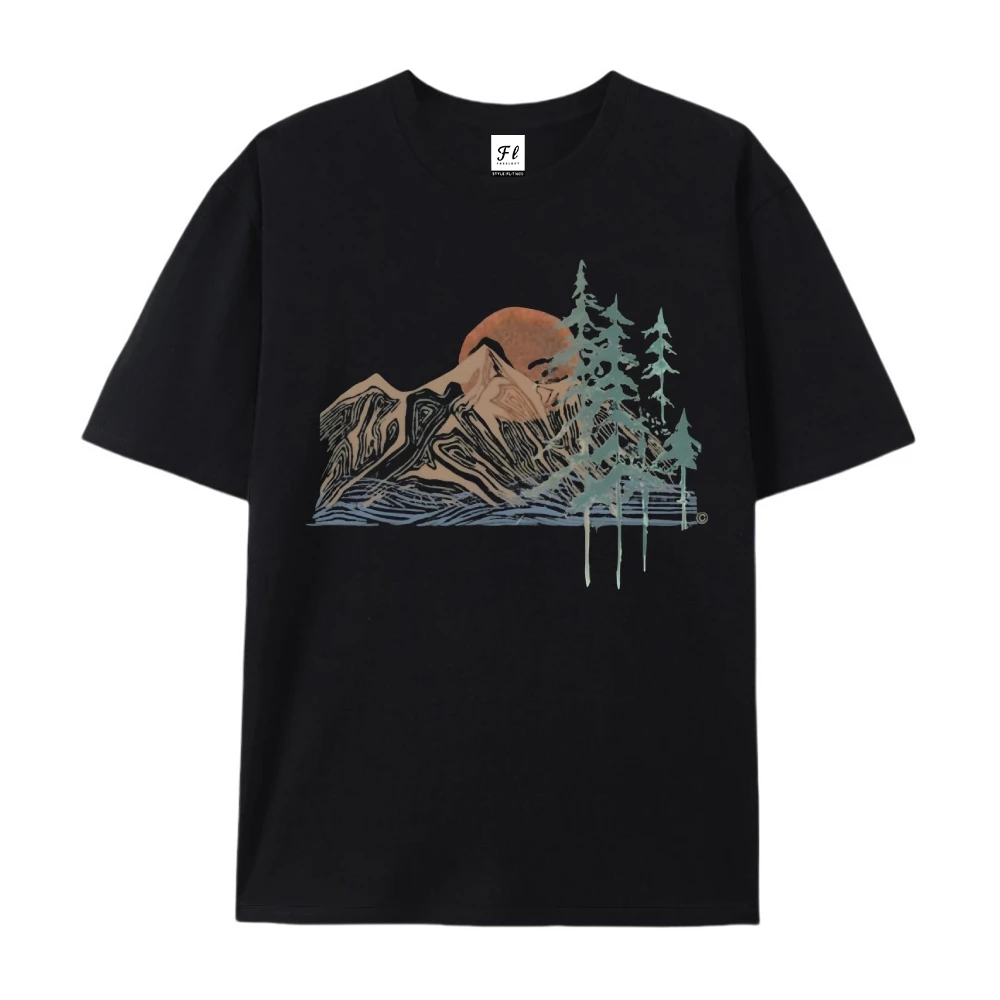 Sunset Hill Grafik-T-Shirt für Damen und Herren, wildes Abenteuer, cooler Sommer, mit Komfort, Farbe, übergroße Sommer-Top-Kleidung