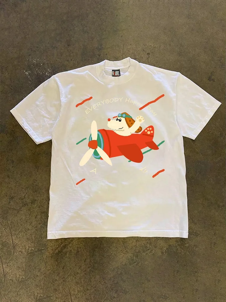 Loose Fit Cotton Short Sleeve T-Shirt Unisex Casual Comfortable Breathable Pure Cotton Double Thread T-Shirt for Summer