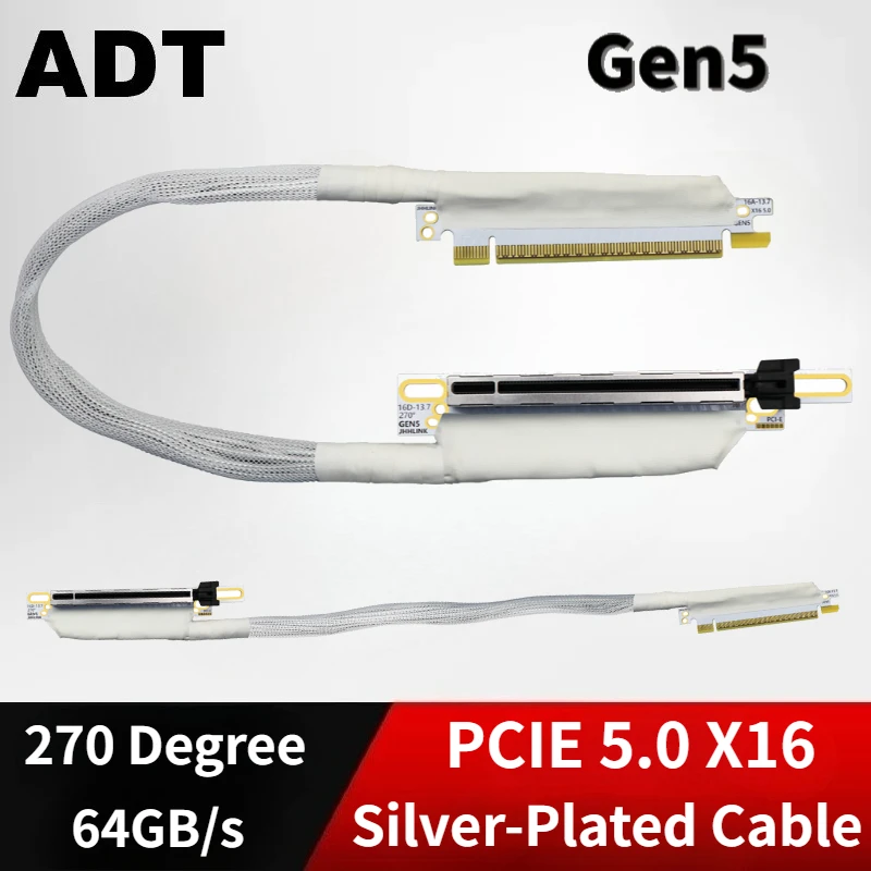 

Brand New White PCI Express 5.0 x16 Reverse Soft Bending Graphics Card Extension Cable for Chassis Server NVIDIA RTX50 AMD RX79x
