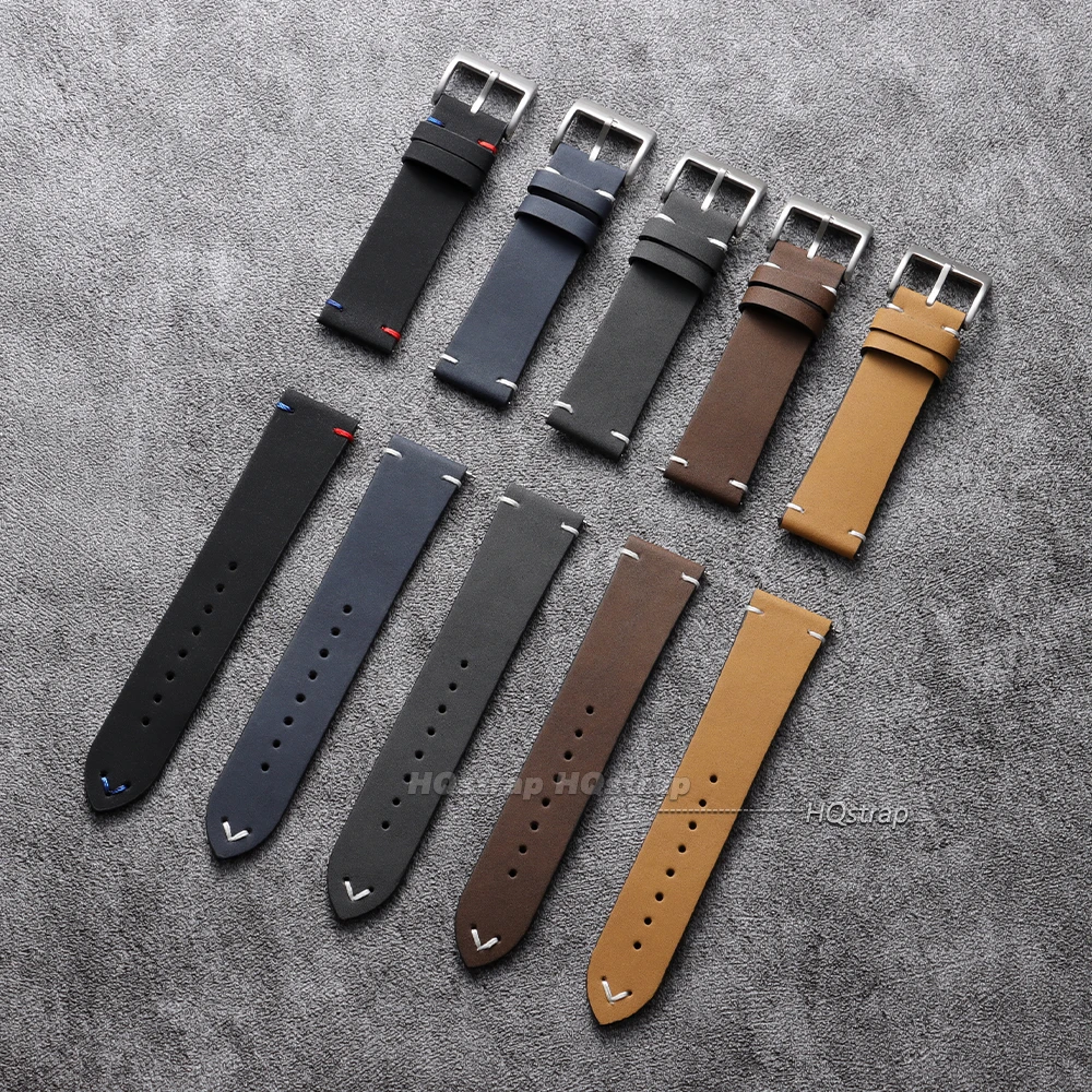 Quick Release Watch Band for Men Women 18mm 20mm 22mm Vintage Leather Watch Strap Replacement Handmade Stitching Cowhide Strap
