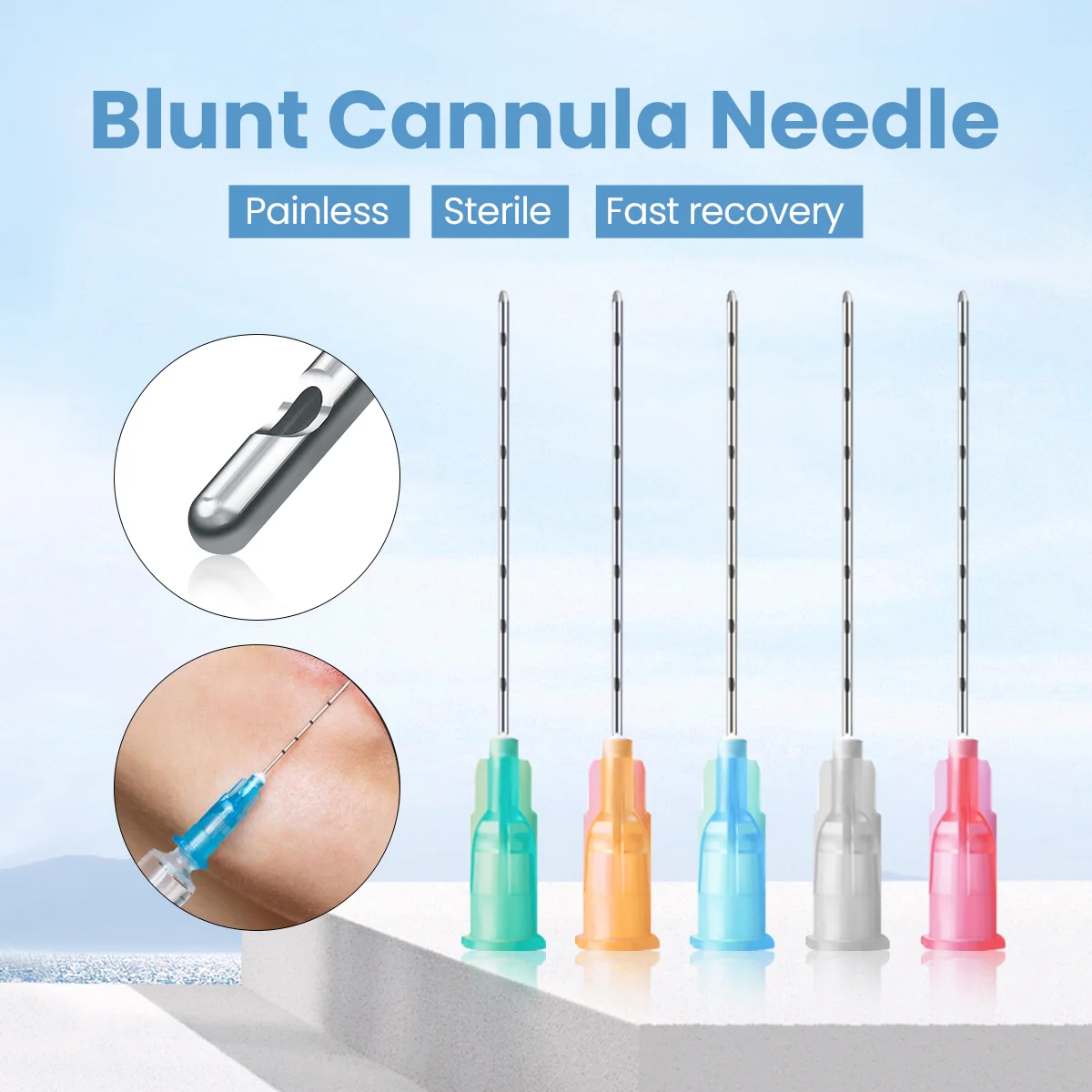 18G 20G 22G 23G 25G 27G 30G 50mm corea vendita calda usa e getta Sterile Microcannula flessibile punta smussata Cannula scala Cannula smussata