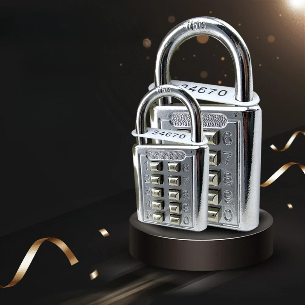 

10-значная комбинация, наружная кнопка, водонепроницаемый фиксированный навесной замок с произвольным кодом, дорожный умный замок с ключом, защита от кражи