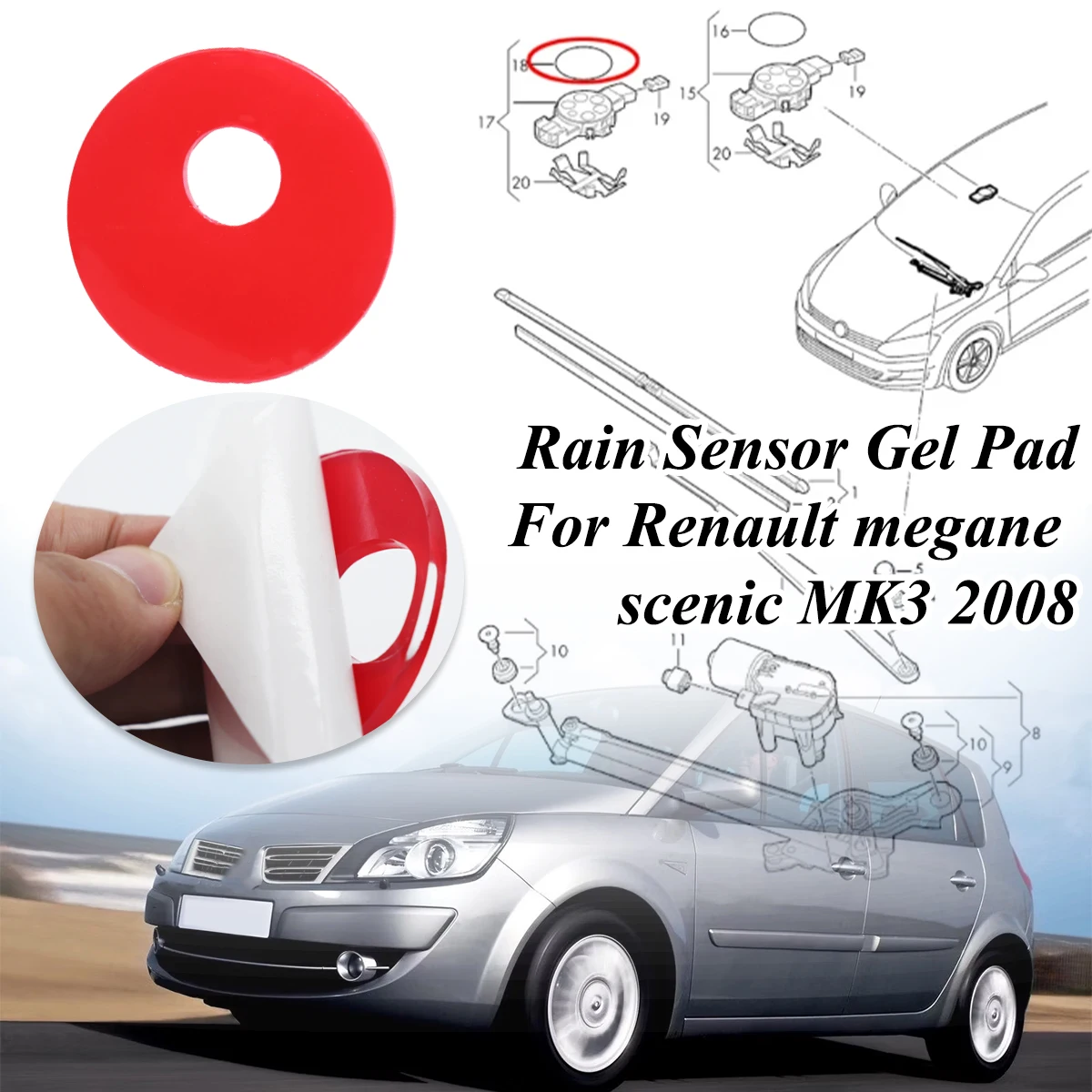 Rain Light Sensor Gel Silicone Pad For Renault Megane Scenic 3 Mercedes Citan Laguna Mégane Scénic Film Silicone Windscreen Chip