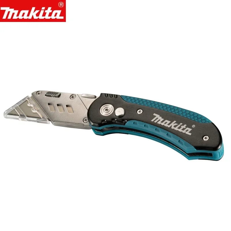 Imagem -03 - Makita Utilitário Faca Dobrável Cortador de Tubulação Faca de Bolso Cabo de Madeira Faca Cortador de Papel Lâmina Desembalagem Ferramentas Cortador E10908