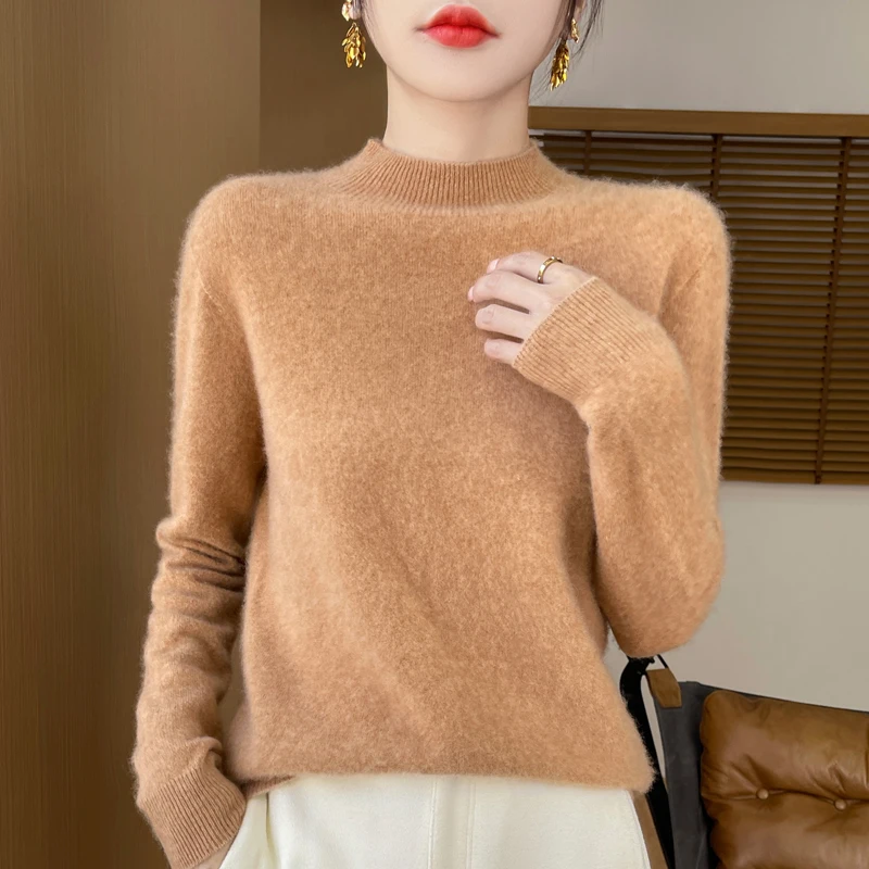 Women's Half High Neck Sweater, Exquisite and Fashionable, Short Line, Ready to Wear, Wool Pullover, Available in Multipl, New