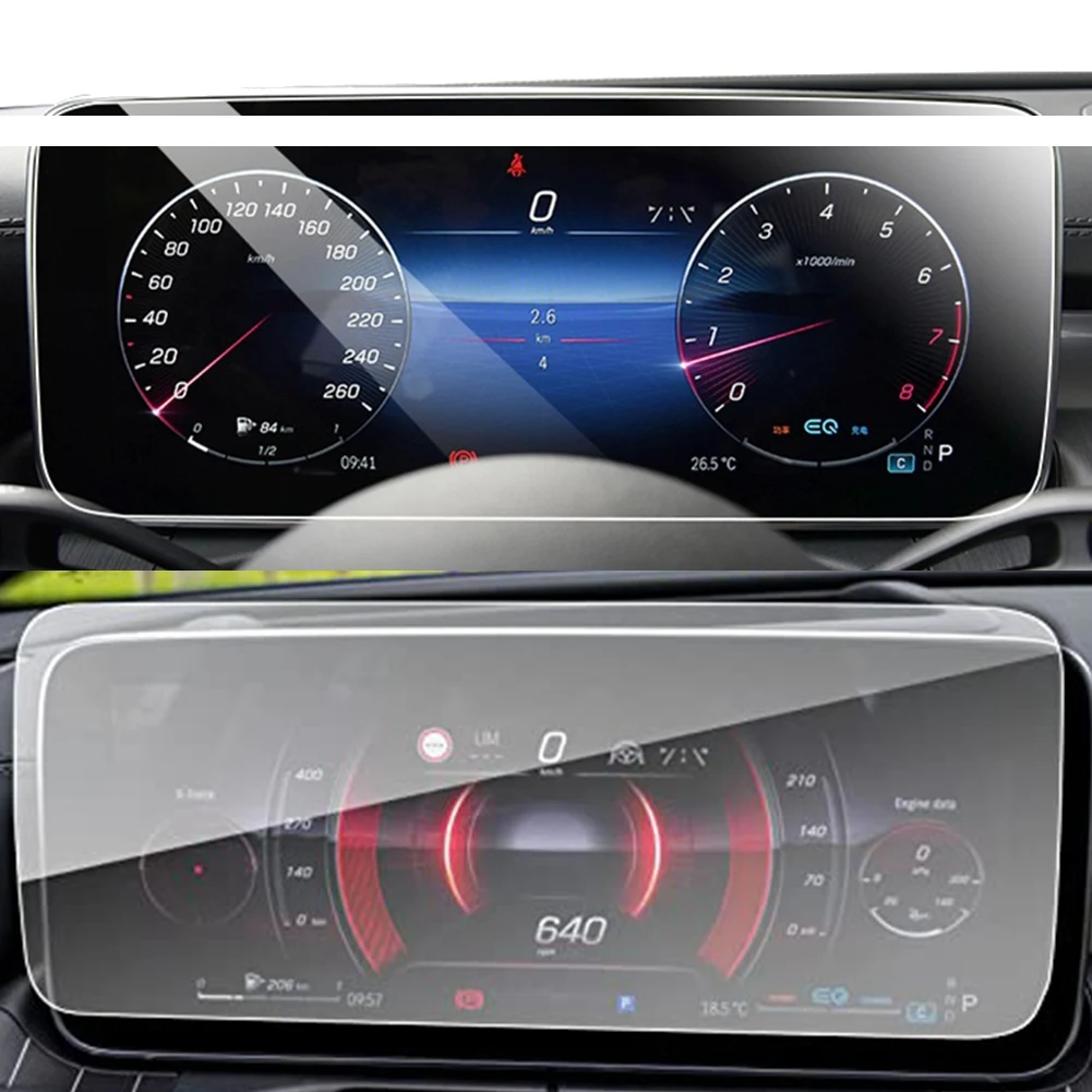 A82M-2 Pcs Car GPS Navigation Screen Film Instrument Tempered Glass Protective Film For Mercedes Benz C-Class W206 2022+
