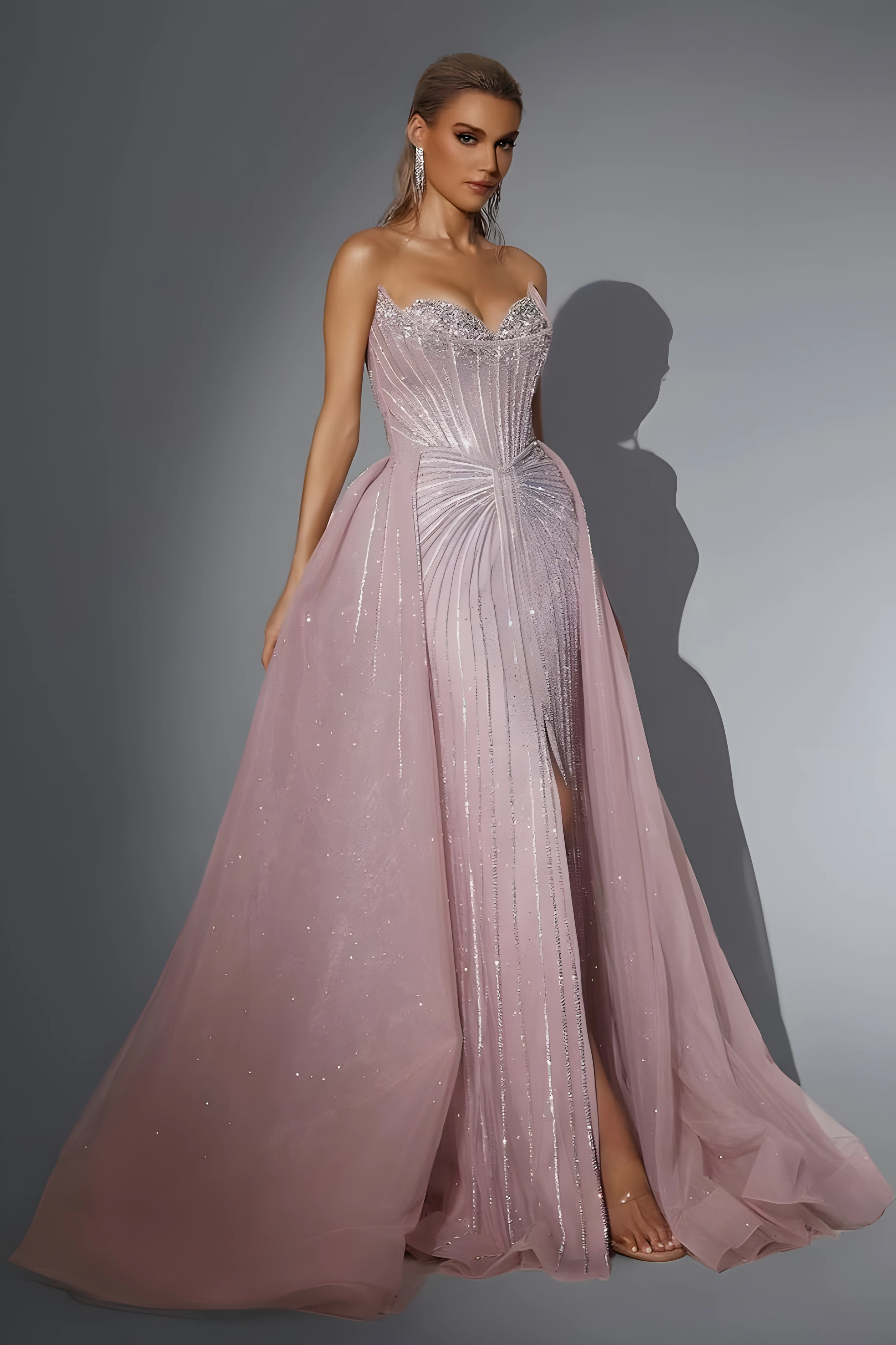 

High Quality Women's Formal Evening Gowns Prom Dress Grand Banquet Mermaid Strapless Backless Sleeveless With Split Sequins