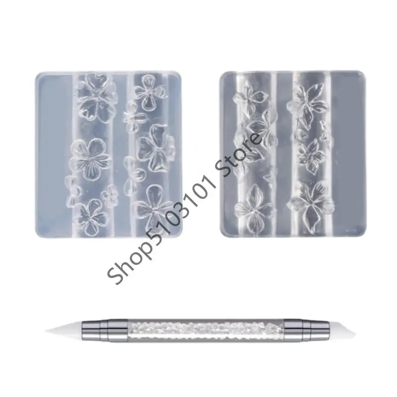 

X6HE 2PCS Silicone Art Molds For 3D Flower Charms Epoxy Resin Crafting Hibiscus Design