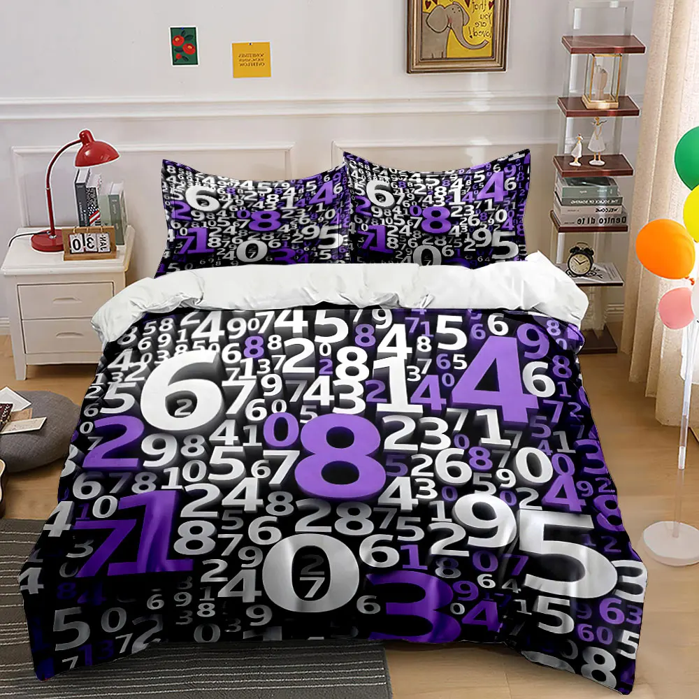 Number maze background Bedding Set for Kids Luxury Gift 3pcs Digital Print Comforter Set Soft Comfortable Breathable
