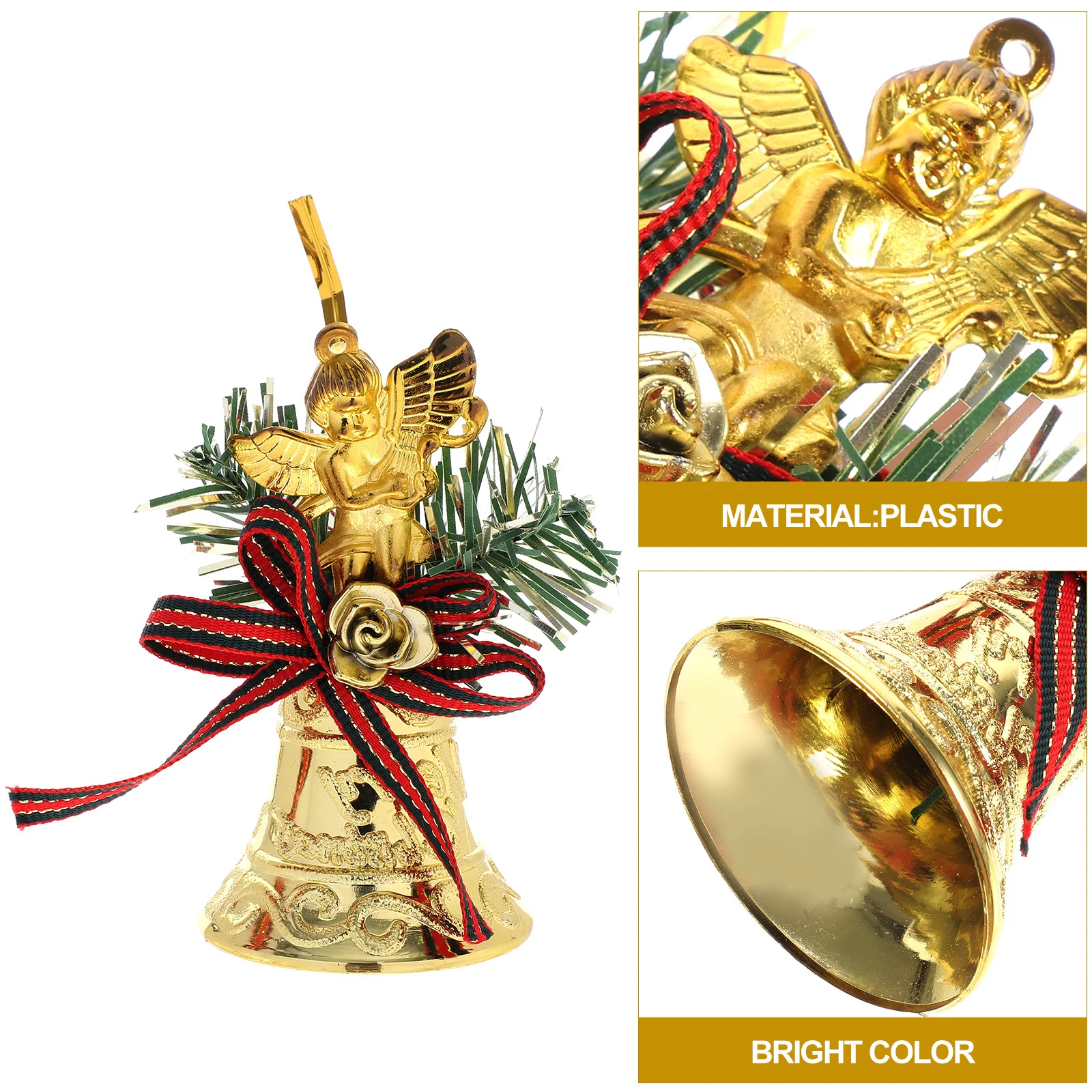 

6Pcs Christmas Tree Bells Festive Hanging Ornament Set for Home Garden Wall Window Decor Xmas Party Background Prop