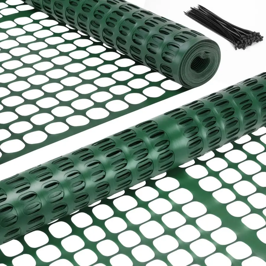 

Plastic Garden Fence Safety Fence, 4x50 7.5LB Reusable Netting Plastic Mesh Fence Roll, Temporary Fencing for Animal Barrier Con