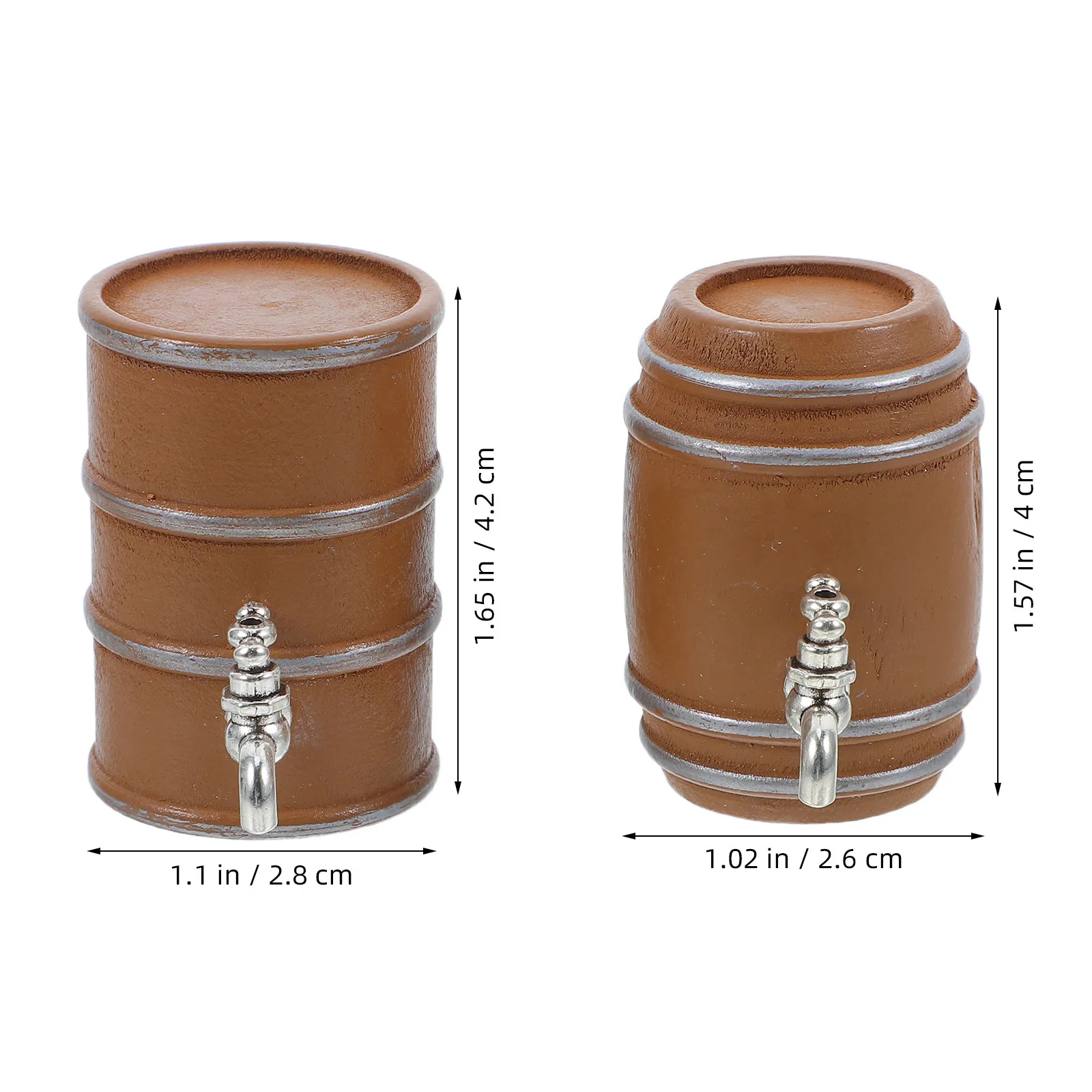 2Pcs Lifelike Mini Wine Barrel with Faucet for Dollhouse Decor Miniature Kitchen Accessories Wooden Barrel Prop for Photography view 3
