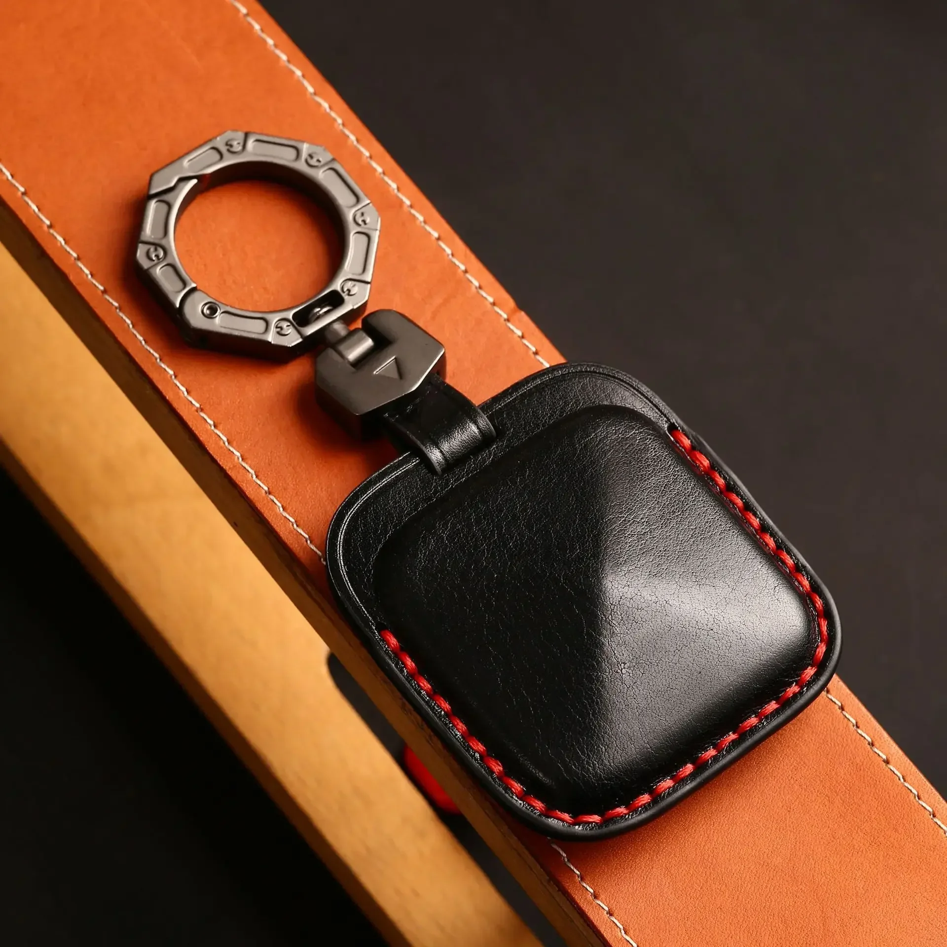 Premium Leather Key Case for Zeekr 001 Bluetooth Physical Key - Compatible with Zeekr Geek 009 Car X Shell with China Keychain