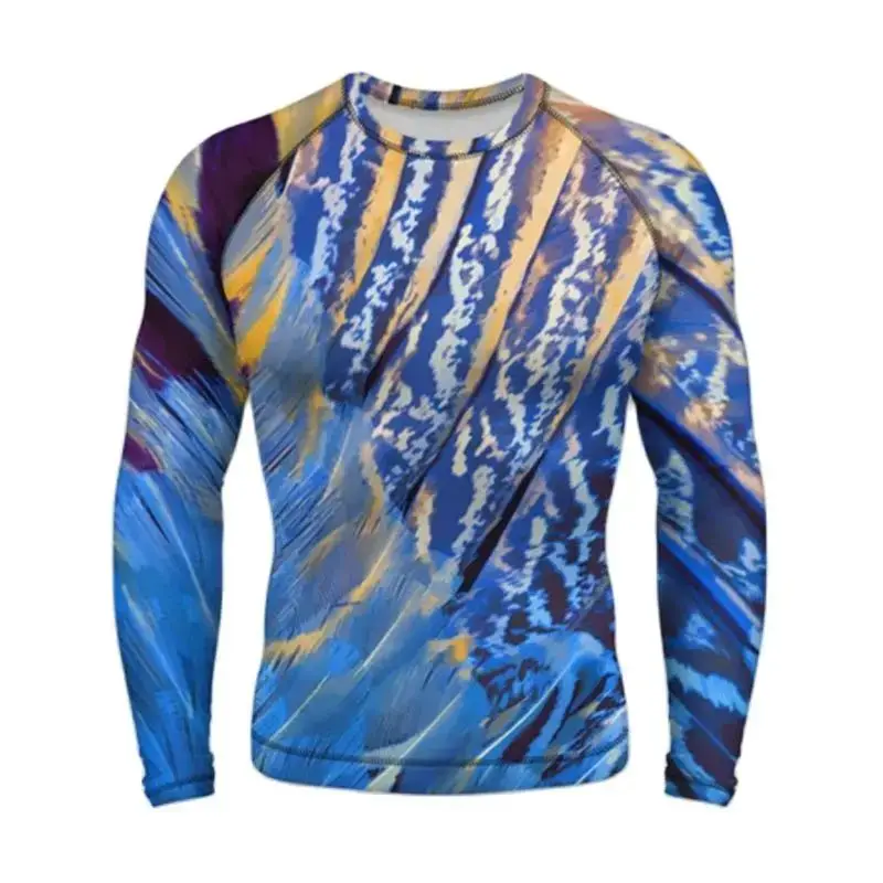 New Men's 3D Color Graffiti Camping Clothing Breathable Quick Drying Long Sleeve T-shirt Outdoor Leisure Sports Fitness