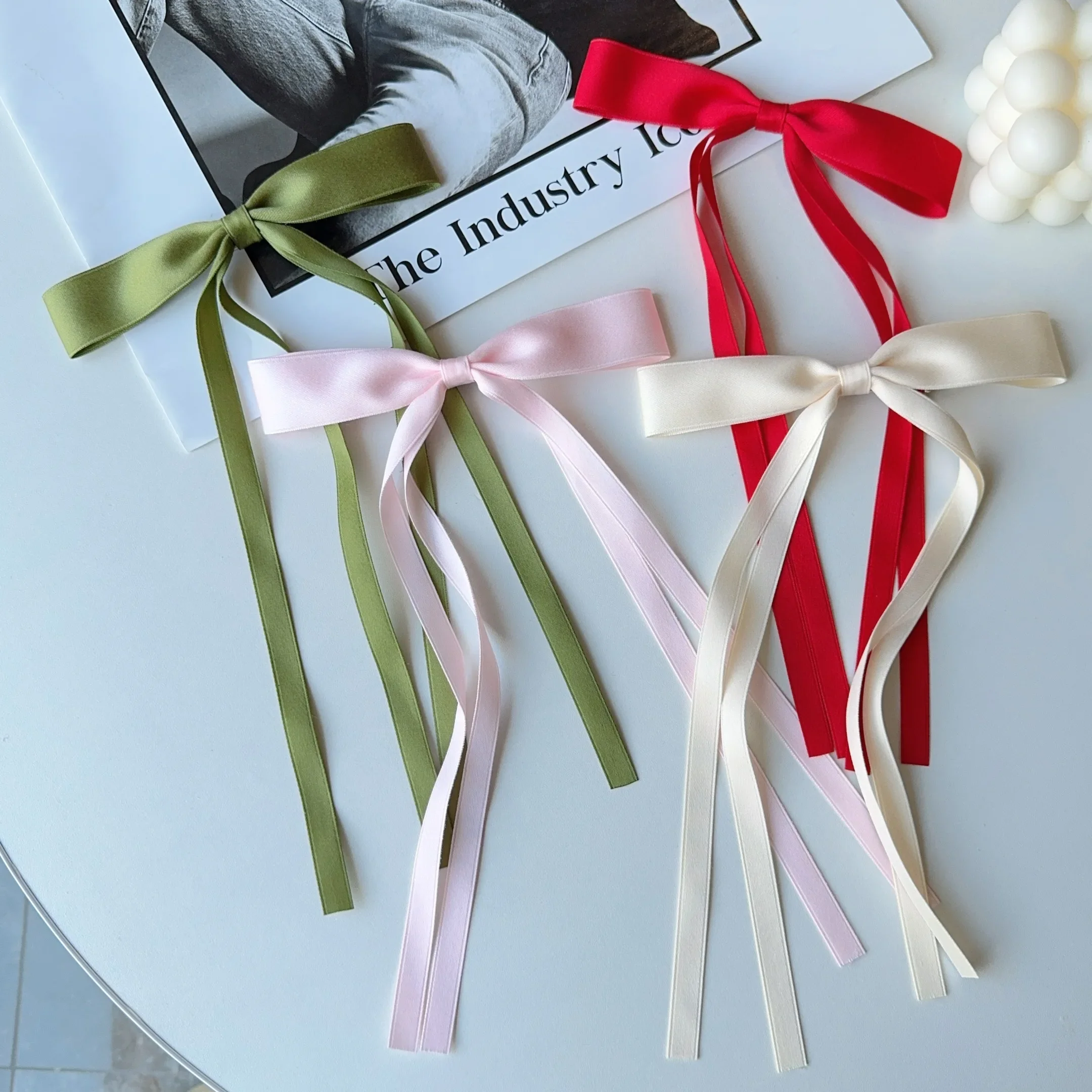 Neue farbige Satinband-Haarspangen, unverzichtbar für geflochtene Haarschleifen für Mädchen, modische lange Quasten-Haarspangen für Damen, Accessoires – Detail 9