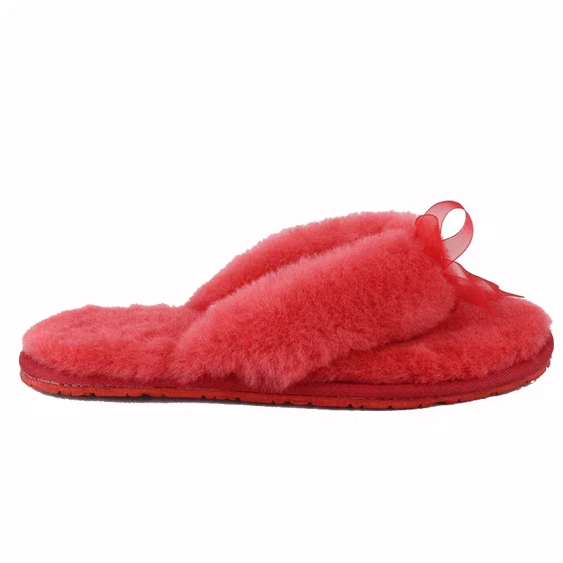 UVWP 100% Natural Sheepskin Fur Slippers Fashion Female Winter Slippers Women Warm Indoor Slippers Soft Wool Lady Home Shoes