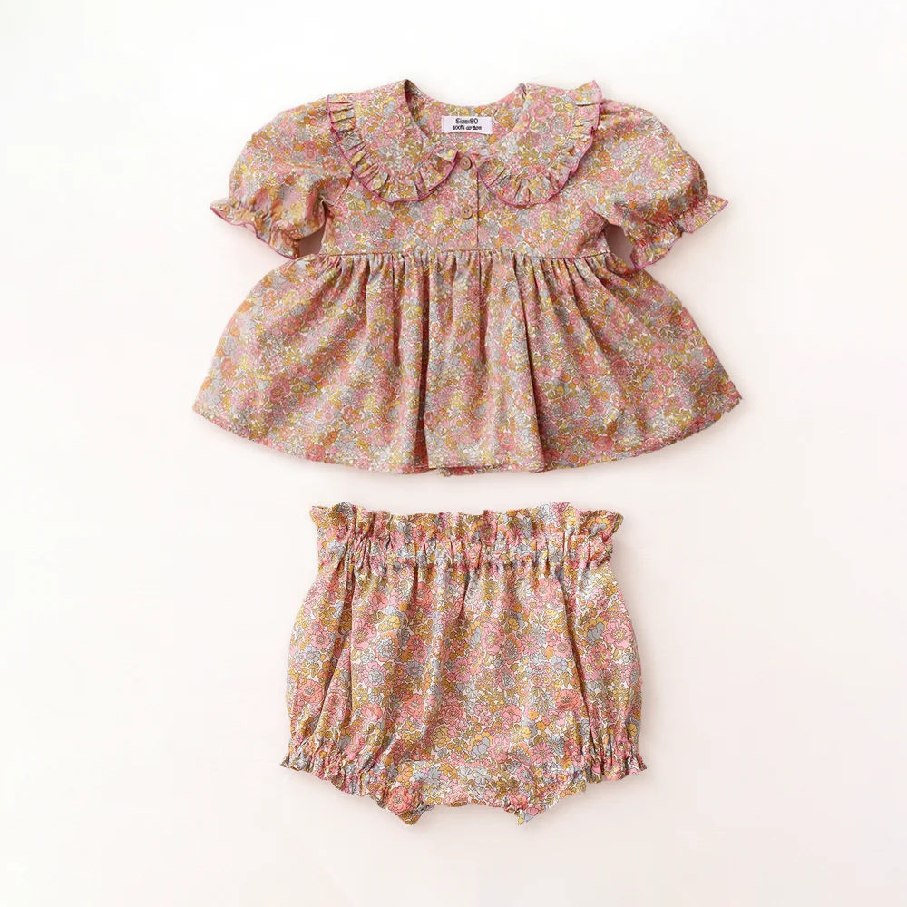 2Pcs Infant Baby Girl Clothes Sets Summer Floral Cotton Toddler Girl Suit For 0-24 Months Comfortable Daily Wear for Baby Girl