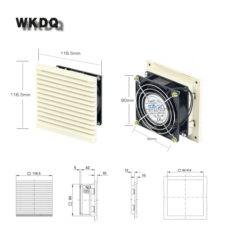 FK-3321-230 Engineering Cabinet Fan Filter Set Shutters Cover  Fan Grille Louvers Blower Exhaust Fan Filter With Fan