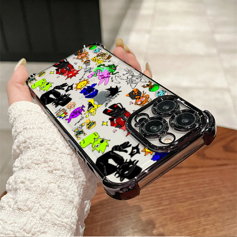 Cartoon S-Sprunki Pattern For Samsung S23 S24 S25 A54 A55 ULTRA PLUS FE Electroplate Four Corner Anti-drop Color Cover