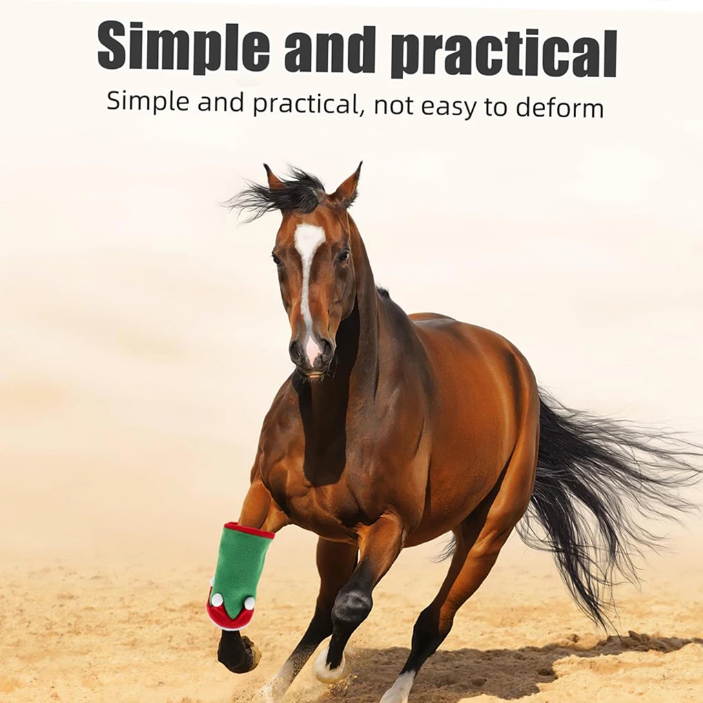 Polyester Horse Cases For Festive Occasions Santa Leg Wraps With Faux Fur Trim 5 Pcs Christmas type+3