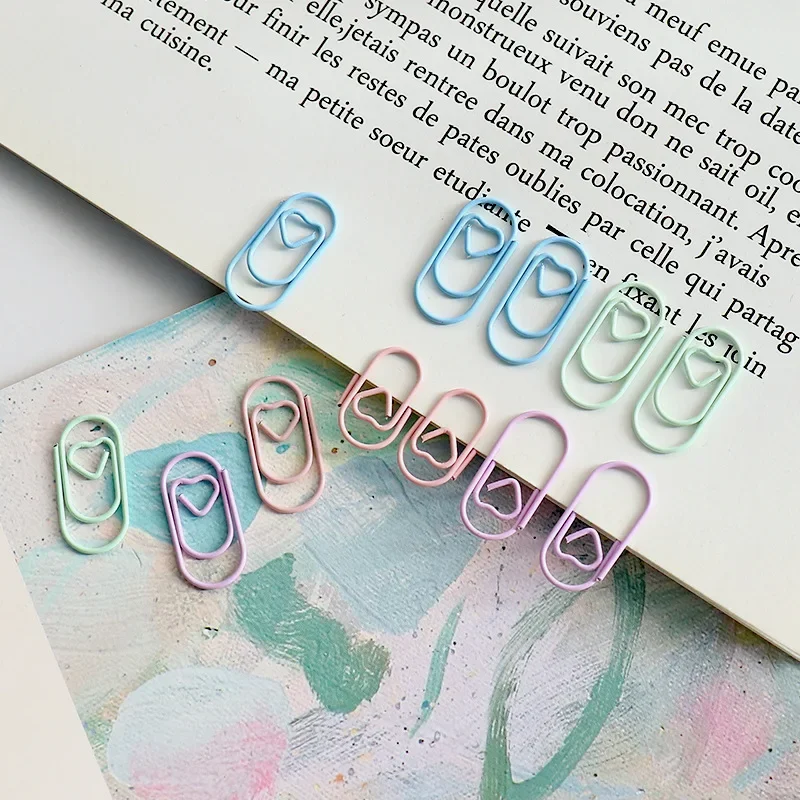 50 шт., металлические скрепки для бумаг с сердечками, золото, розовое золото, мини-закладки, билеты, зажимы для фотопереплета, лоскутные зажимы, офисные принадлежности