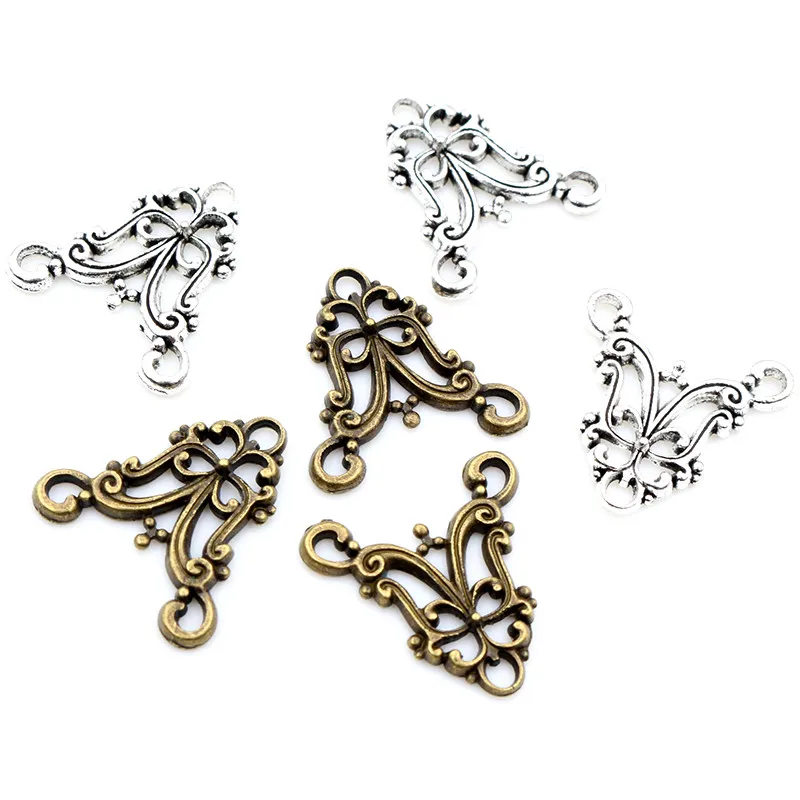 30 sztuk/partia Antique Silver Plated/brązowy kwiat motyl styl złącze uroku wisiorek DIY biżuteria dostaw dla bransoletka naszyjnik