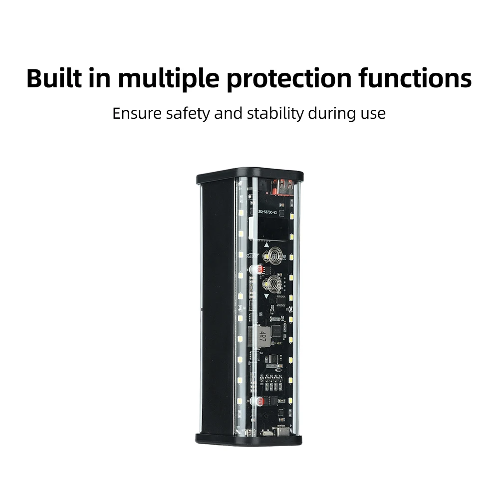 100W PD3.1 Transparentes DIY Powerbank-Kit, 8-Zellen 21700, lötfreier Batteriehalter, DC-Spannung einstellbar, Schnellladebox – Detail 27
