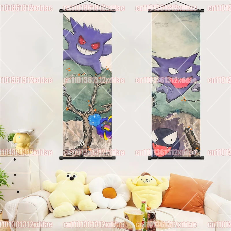 Pokémon Anime Poster Scroll Painting Pikachu Gengar Pikachu Dragonite Snorlax Zapdos Party Background Wall Hanging Painting Gift view 3