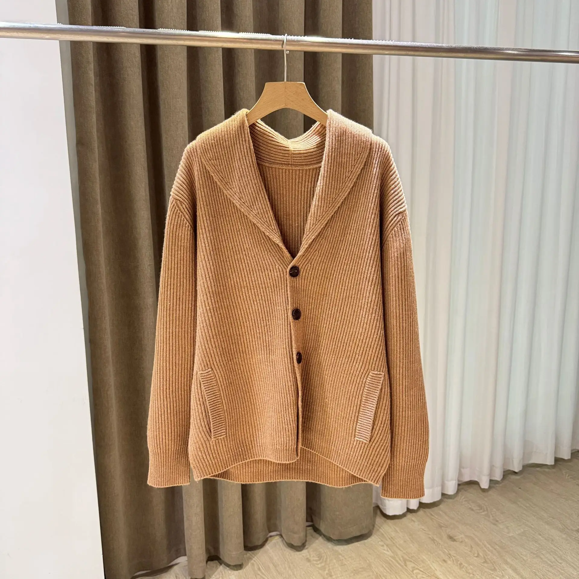 Men'S Collared Button-Down Knit Sweater, Casual And Versatile Outerwear, High-Quality Retro-Style Knit Top