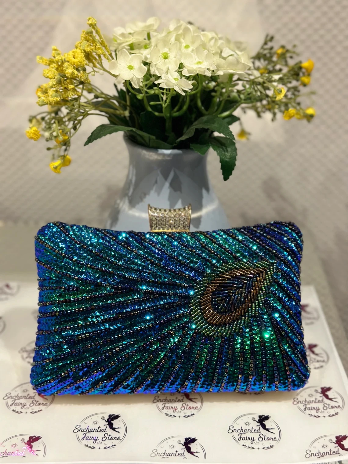 Lost in Vinatge Green Clutch Purse, Peacock Design Bridal Clutch, Wedding Clutch For Women, Beaded Clutch Purse, Luxury Handbag