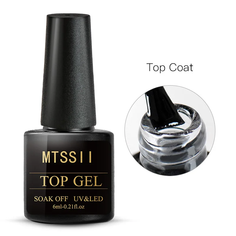 MTSSII 6ml Nail Polish Top Coat UV Gel Nail Polish No Wipe Top Coat Semi Permanent Manicure Soak Off Nail Art Varnish