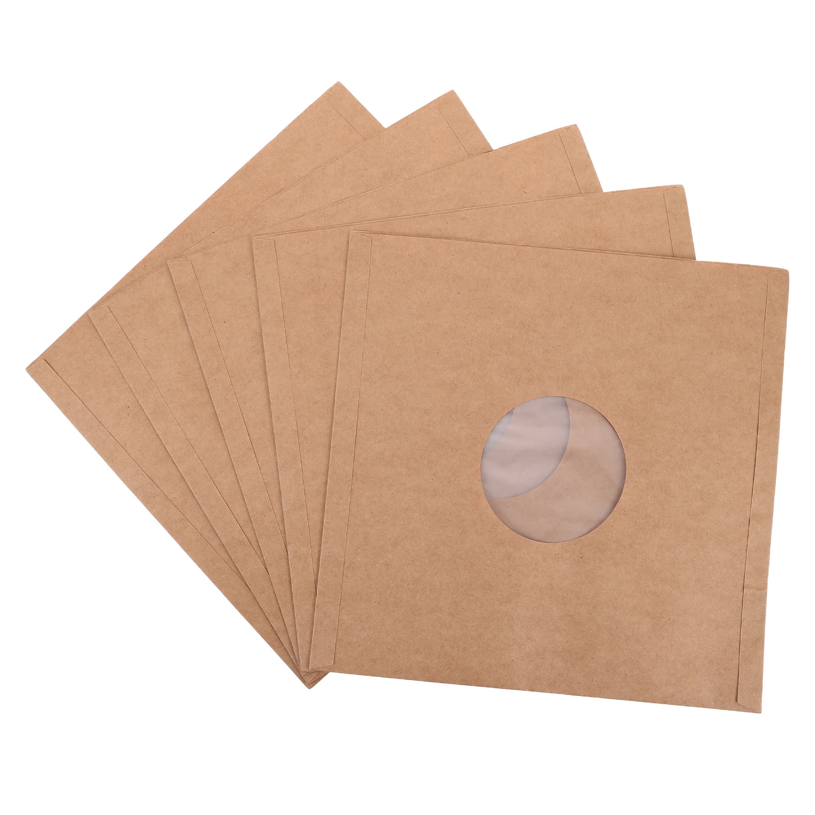 

5Pcs Vinyl Record Sleeves Matte Kraft Paper Protective Center Film Jackets Storage for 12 Inch Paper Album Covers