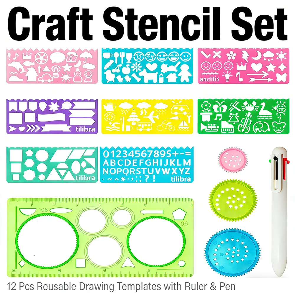 Juego de plantillas de dibujo geométrico Spirograph, regla con plantillas de múltiples patrones, herramienta de dibujo de precisión para manualidades, diseño, álbumes de recortes y scrapbooking