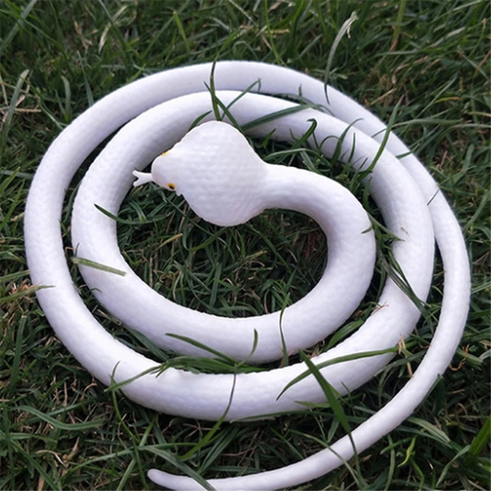 80-140CM Fake Snake Toy Simulation Snake Realistic Snake Prank Prop Cosplay Props Tricky Playthings for Kids Children (White)