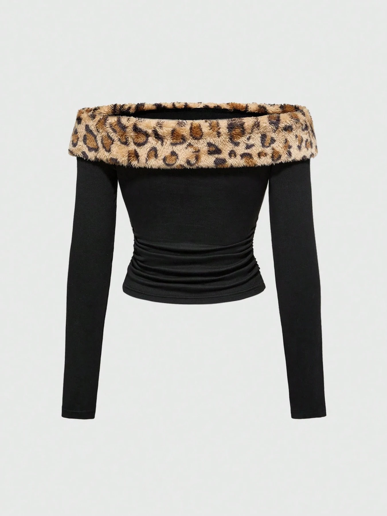 New Slim Fit Sexy Hot Girl Y2K Letter Hot Drilling Leopard Pattern Exposed Navel Top Strapless Long Sleeved Vest