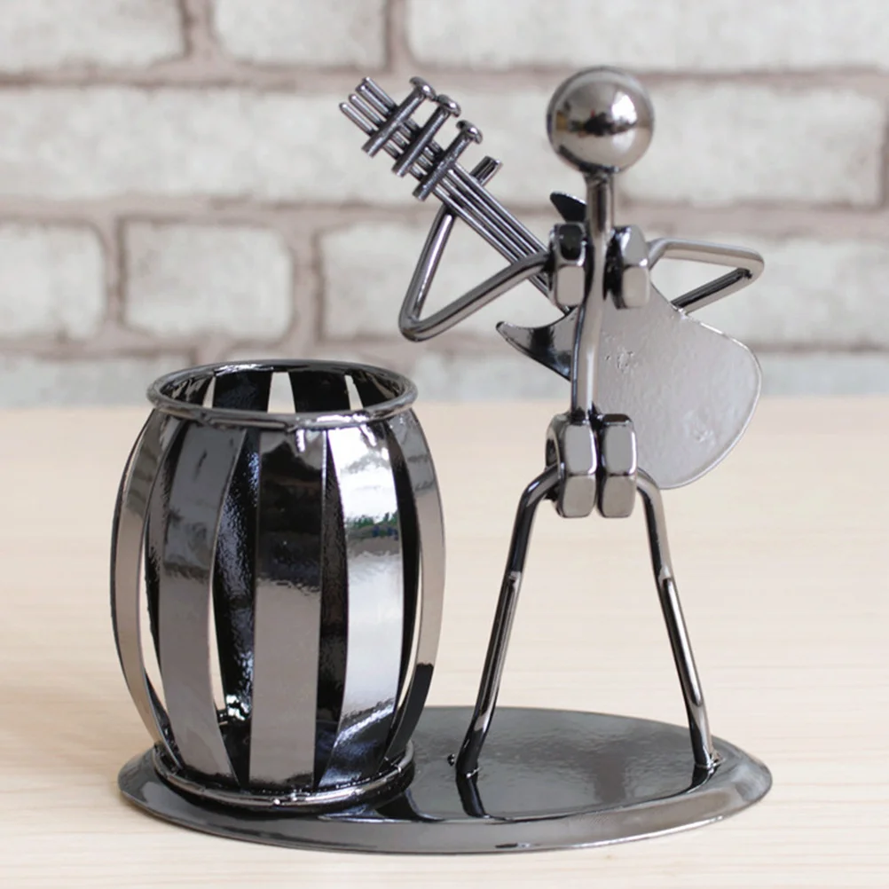 الموسيقى تحت عنوان الكهربائية باس حامل قلم الحديد الفن الحرفية لمكتب منظمة أنيقة حاوية القلم المعدنية ديكور المنزل مكتب