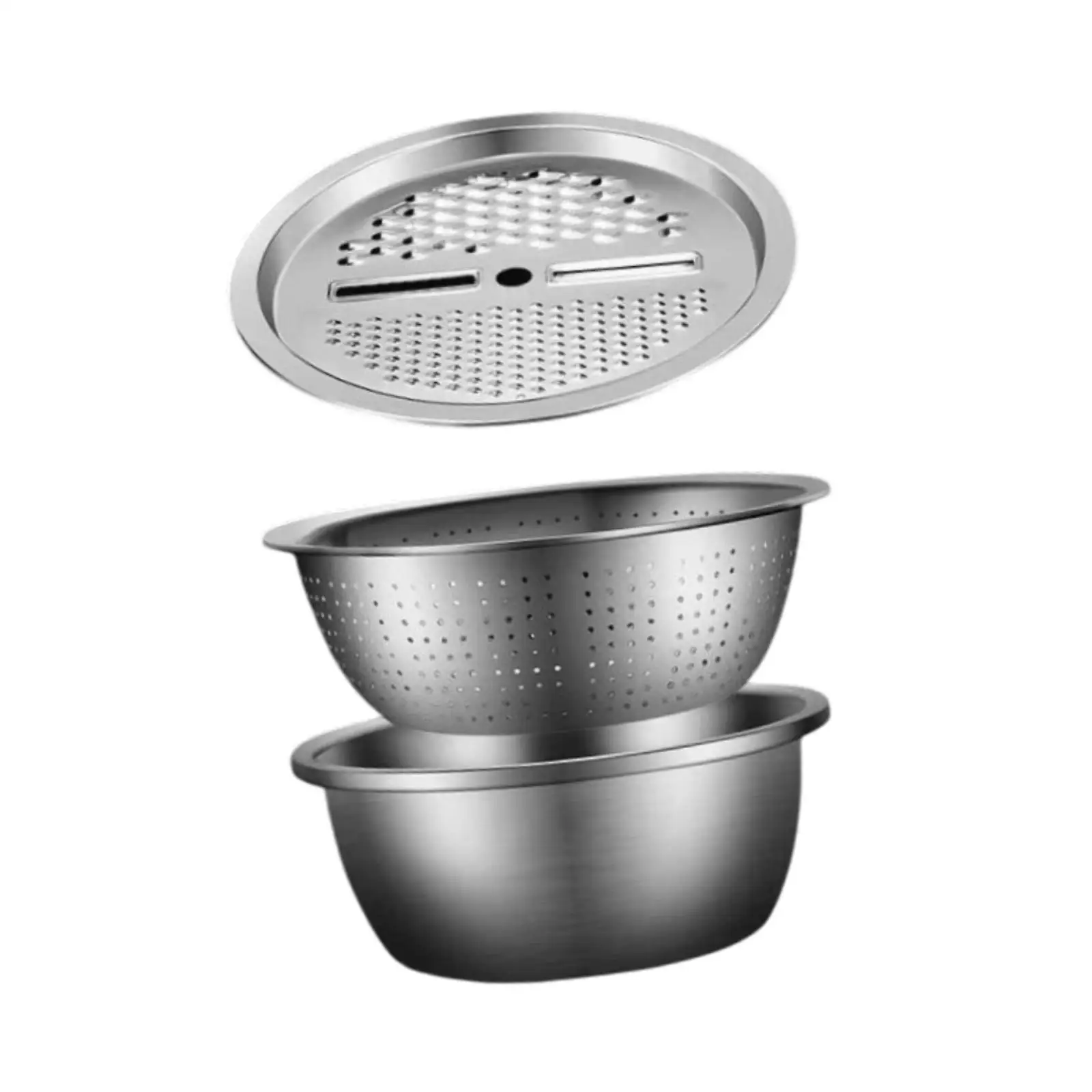 Vegetable Slicer Multifunctional Stainless Steel Basin Multipurpose Julienne Grater 3 in 1 for Garlic Fruits Carrots Potatoes