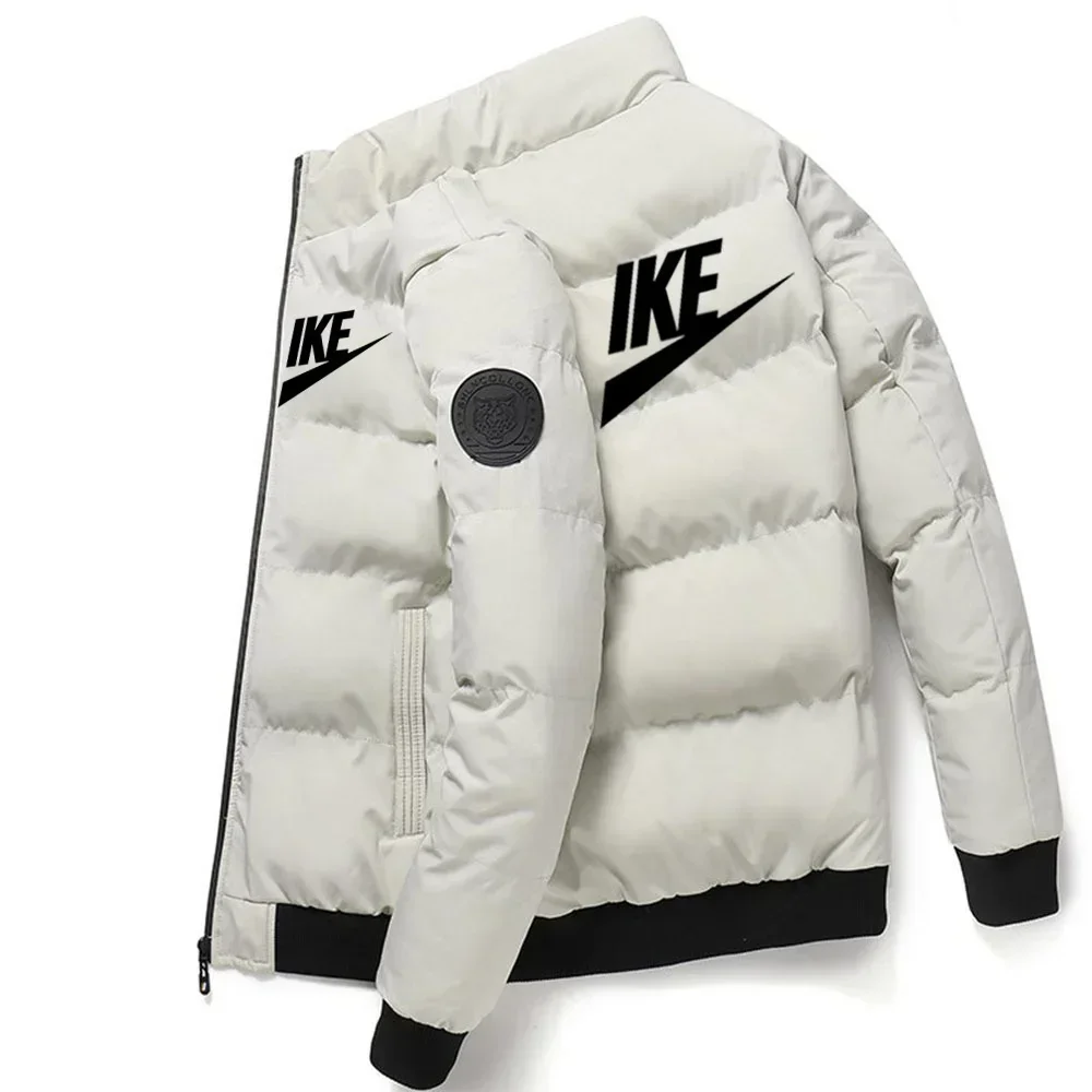 New Men's stand-up collar warm jacket for autumn and winter, outdoor fashionable windproof zipper men's cotton-padded jacket