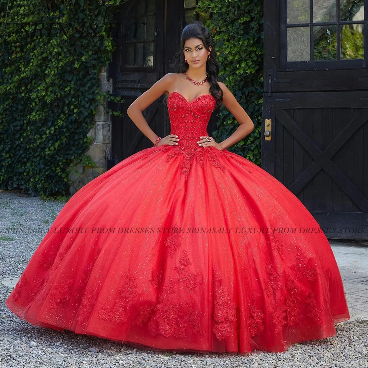 

Sparkly Champagne Ball Gown Quinceanera Dresses Pearls Sequins Appliques Vestidos De 15 Anos Luxury 16th Birthday Customized